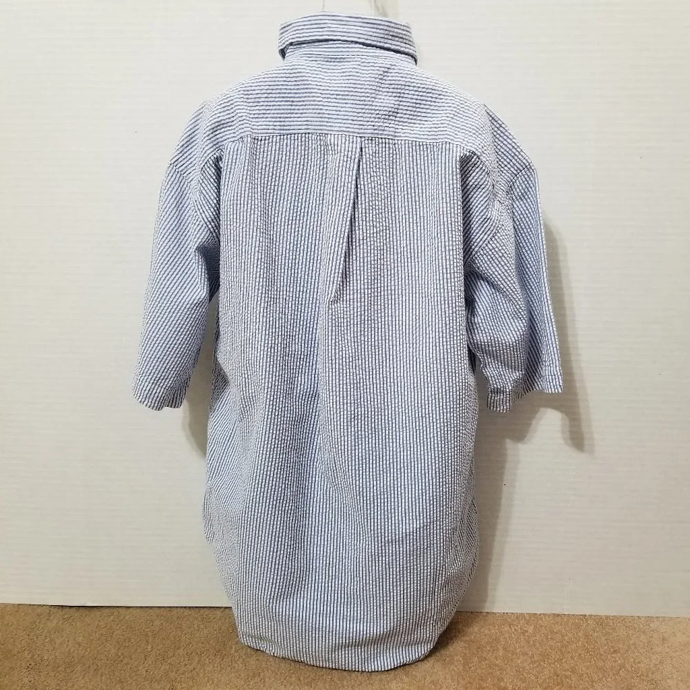 Ralph Lauren shirt Large 16/18 seersucker striped button down polo preppy cotton